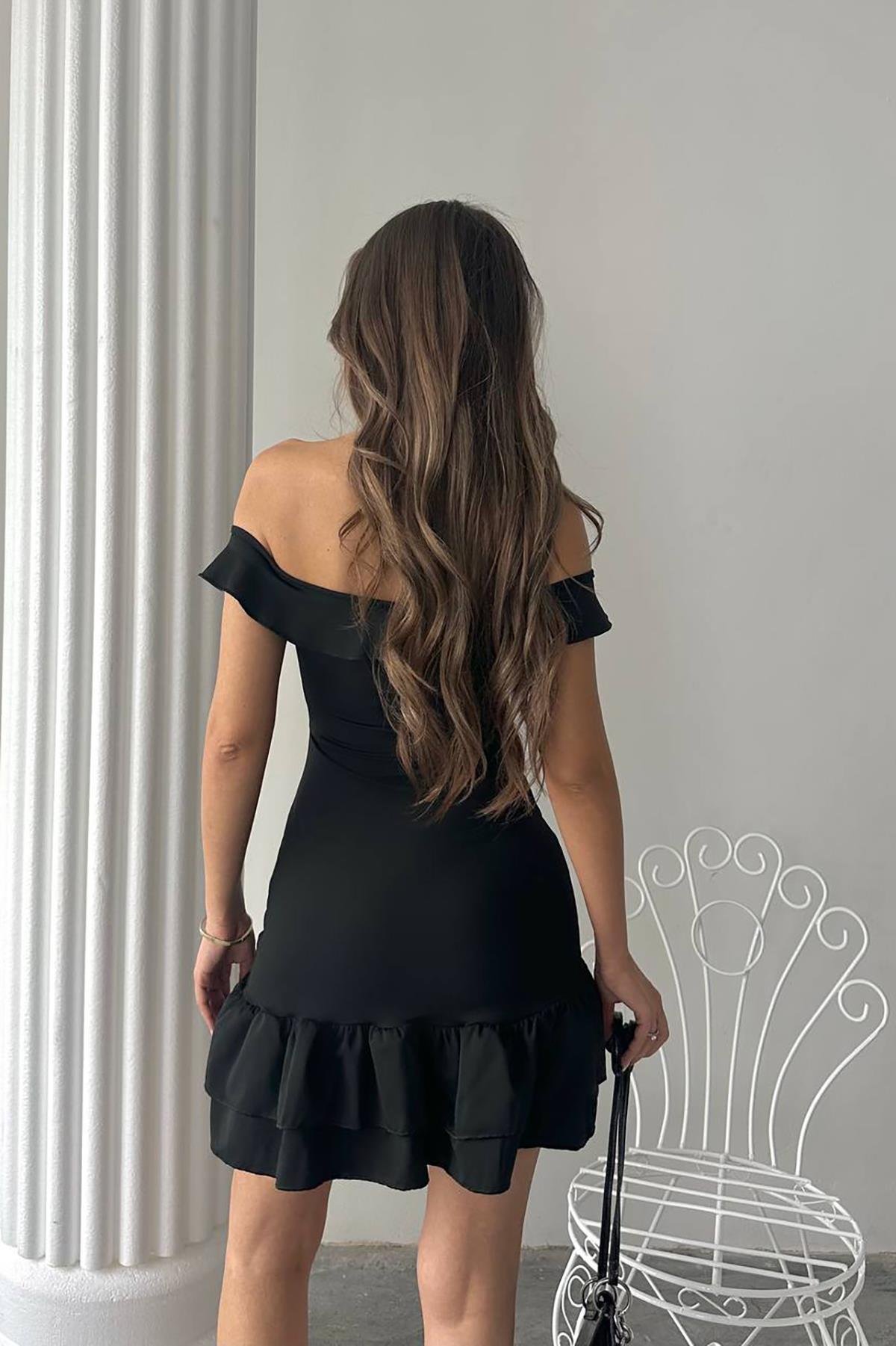 Dipmoda kadın likralı bağcık detaylı mini elbise DPDF041