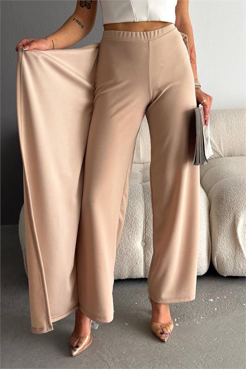 Dipmoda kadın likralı tasarım pantolon NBKKLF2015 - Bej 