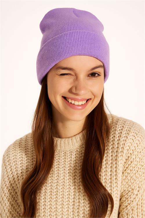 Dipmoda kadın lila basic triko bere DPAKS024