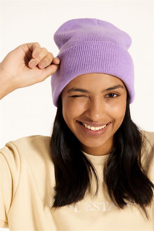 Dipmoda kadın lila basic triko bere DPAKS024