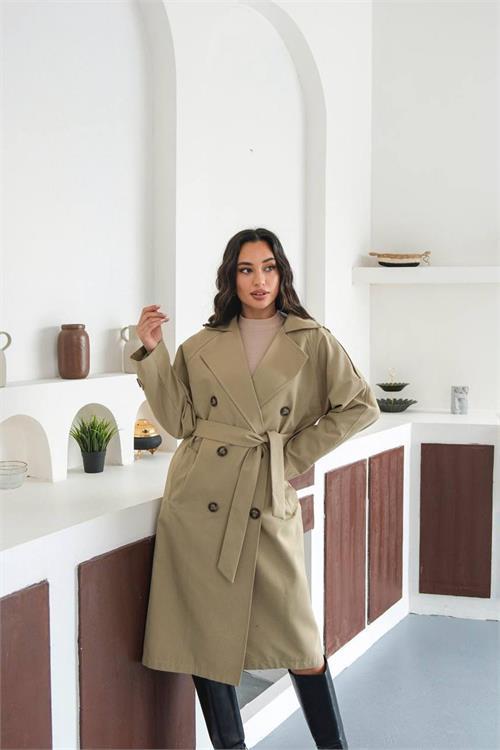 Dipmoda kadın mevsimlik tam boy trençkot DPMYLK33