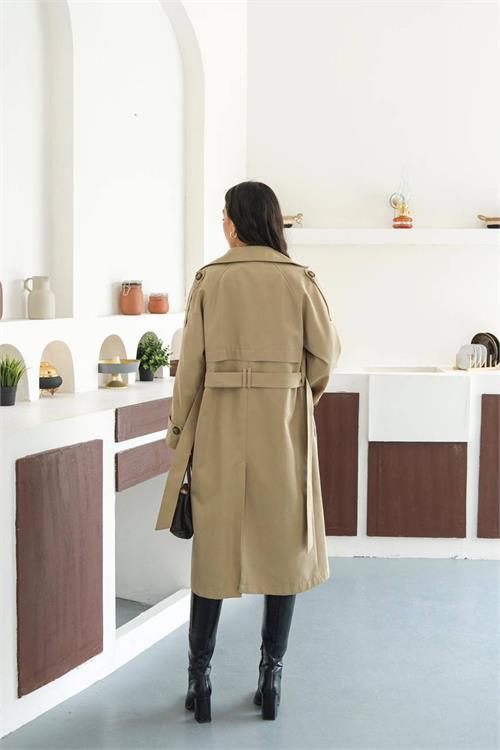 Dipmoda kadın mevsimlik tam boy trençkot DPMYLK33