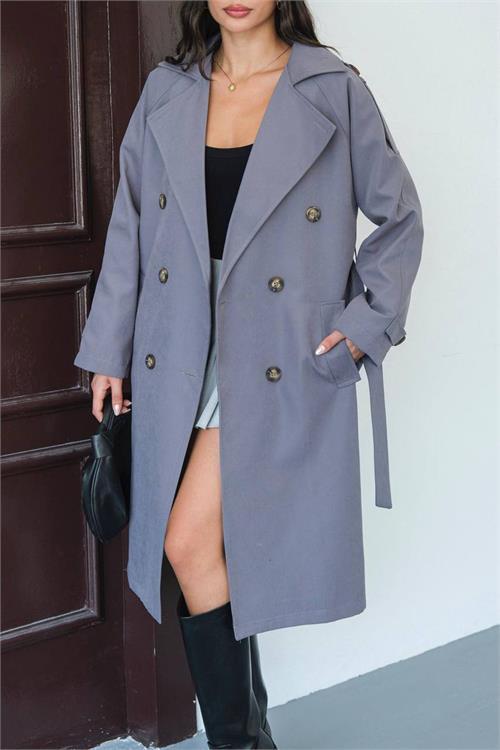 Dipmoda kadın mevsimlik tam boy trençkot DPMYLK33