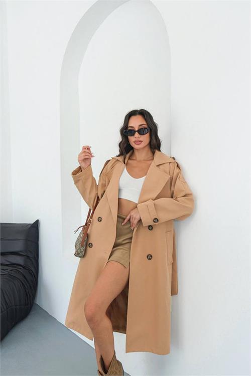 Dipmoda kadın mevsimlik tam boy trençkot DPMYLK33