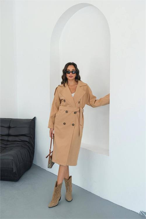 Dipmoda kadın mevsimlik tam boy trençkot DPMYLK33