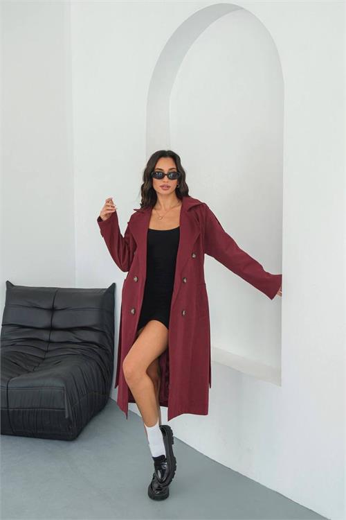 Dipmoda kadın mevsimlik tam boy trençkot DPMYLK33