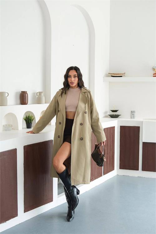 Dipmoda kadın mevsimlik tam boy trençkot DPMYLK33