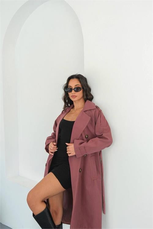 Dipmoda kadın mevsimlik tam boy trençkot DPMYLK33