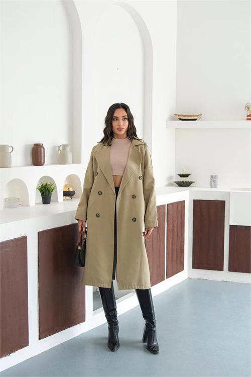 Dipmoda kadın mevsimlik tam boy trençkot DPMYLK33