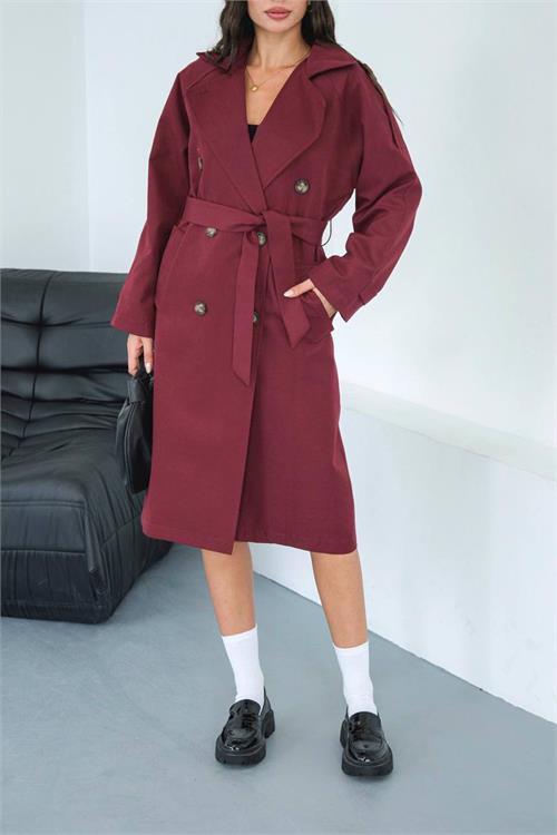 Dipmoda kadın mevsimlik tam boy trençkot DPMYLK33