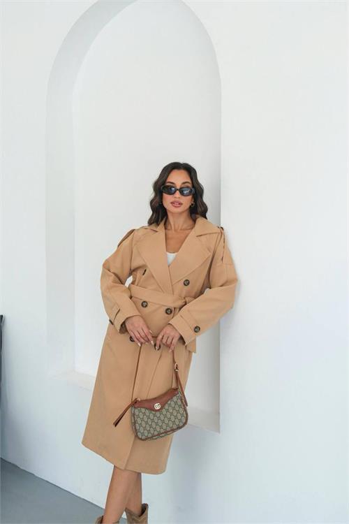 Dipmoda kadın mevsimlik tam boy trençkot DPMYLK33