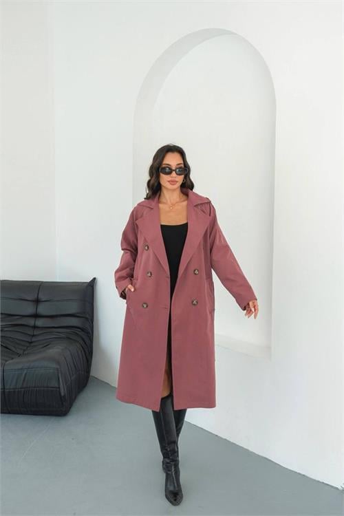 Dipmoda kadın mevsimlik tam boy trençkot DPMYLK33