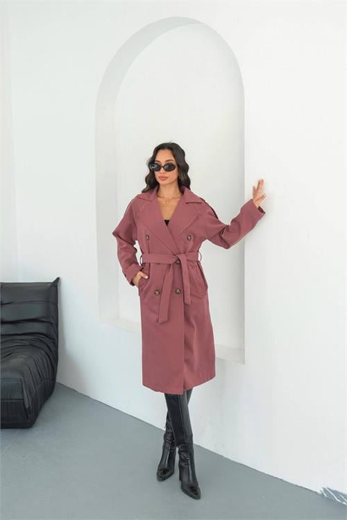 Dipmoda kadın mevsimlik tam boy trençkot DPMYLK33