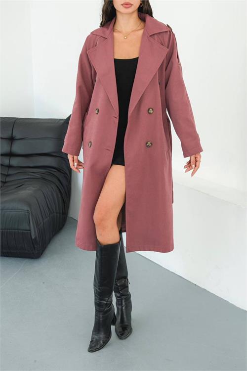 Dipmoda kadın mevsimlik tam boy trençkot DPMYLK33