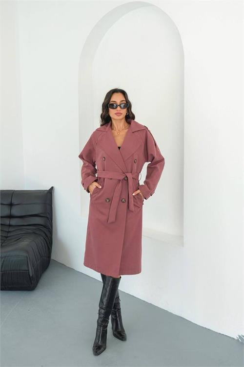 Dipmoda kadın mevsimlik tam boy trençkot DPMYLK33