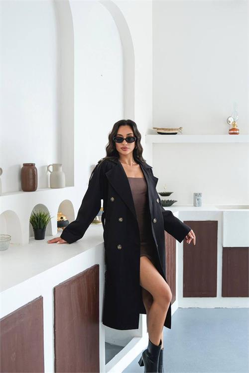 Dipmoda kadın mevsimlik tam boy trençkot DPMYLK33