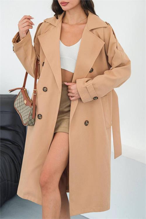 Dipmoda kadın mevsimlik tam boy trençkot DPMYLK33