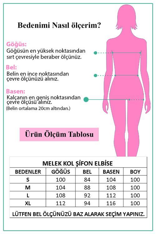 Dipmoda kadın midi boy yeni sezon kruvaze yaka melek kol şifon elbise RY8081 