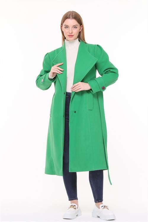Dipmoda kadın midi oversize yün kaşe kaban NBPLTN03 - Benetton Yeşili 