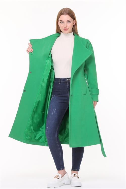 Dipmoda kadın midi oversize yün kaşe kaban NBPLTN03 - Benetton Yeşili 