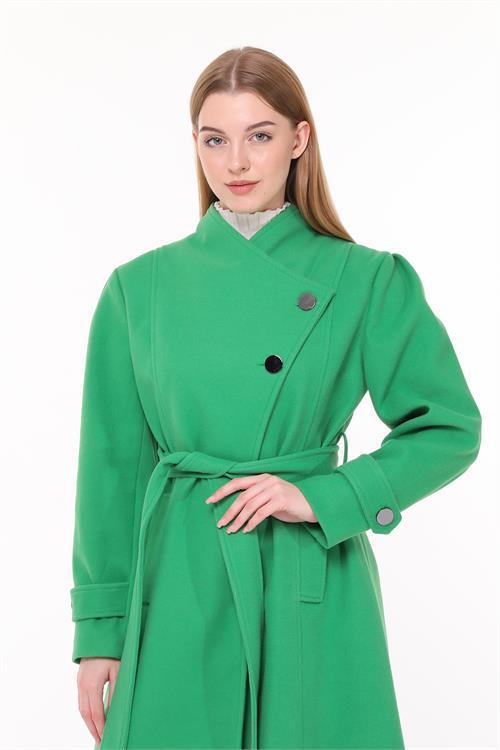 Dipmoda kadın midi oversize yün kaşe kaban NBPLTN03 - Benetton Yeşili 