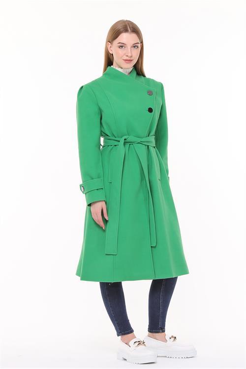 Dipmoda kadın midi oversize yün kaşe kaban NBPLTN03 - Benetton Yeşili 
