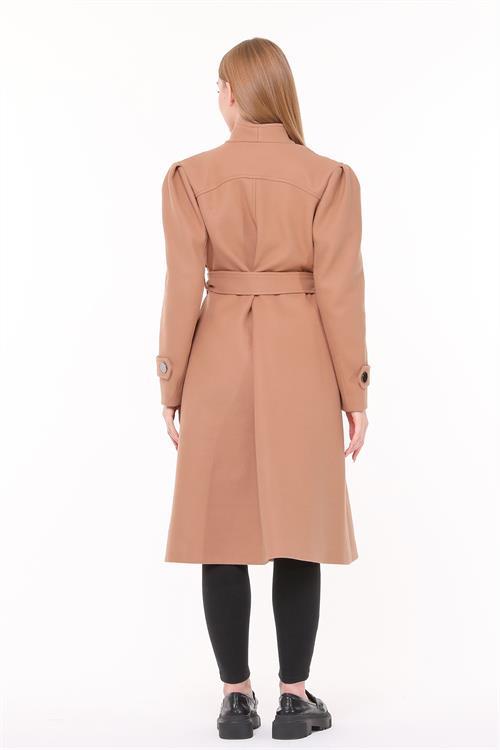 Dipmoda kadın midi oversize yün kaşe kaban DPNBPLTN03 - Camel