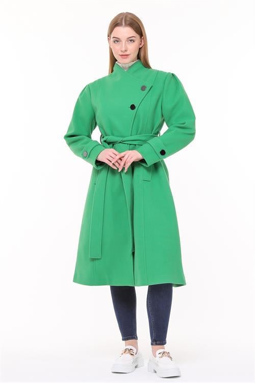 Dipmoda kadın midi oversize yün kaşe kaban NBPLTN03 - Benetton Yeşili 