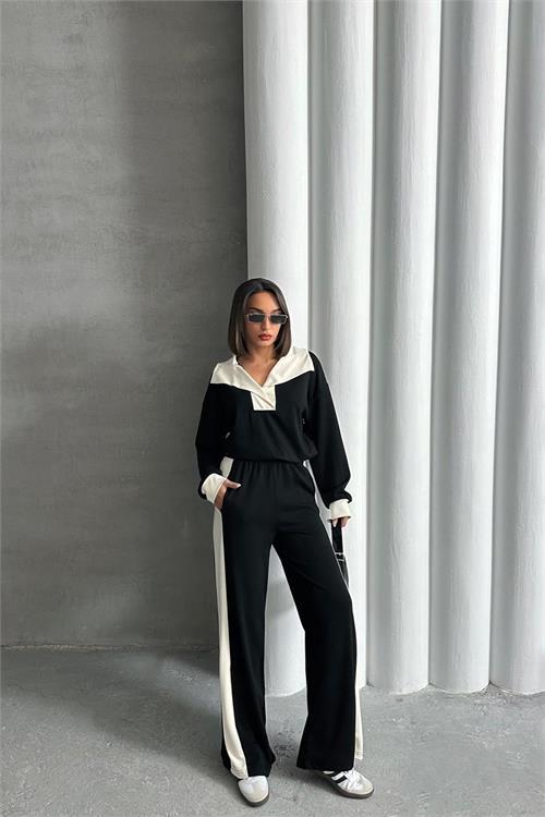 Dipmoda kadın modal kumaş likralı geniş paça eşofman takımı DPNBG073