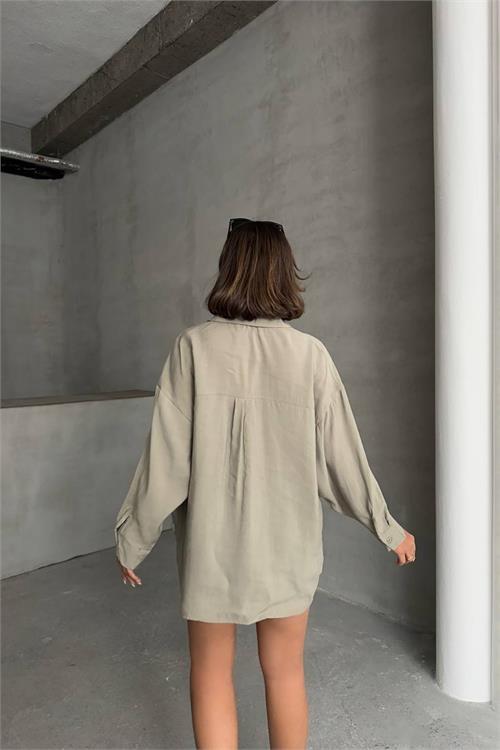 Dipmoda kadın modal kumaş oversize kalıp gömlek DPNBG069