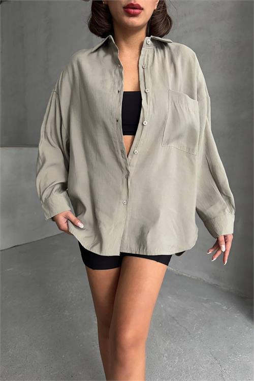 Dipmoda kadın modal kumaş oversize kalıp gömlek DPNBG069
