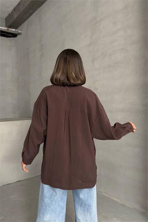 Dipmoda kadın modal kumaş oversize kalıp gömlek DPNBG069