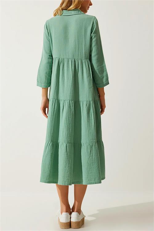 Dipmoda kadın müslin kumaş %100 Pamuk gömlek elbise DP2060