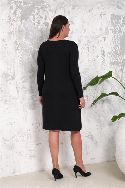 Dipmoda kadın nakışlı midi boy likralı büyük beden elbise NBA020