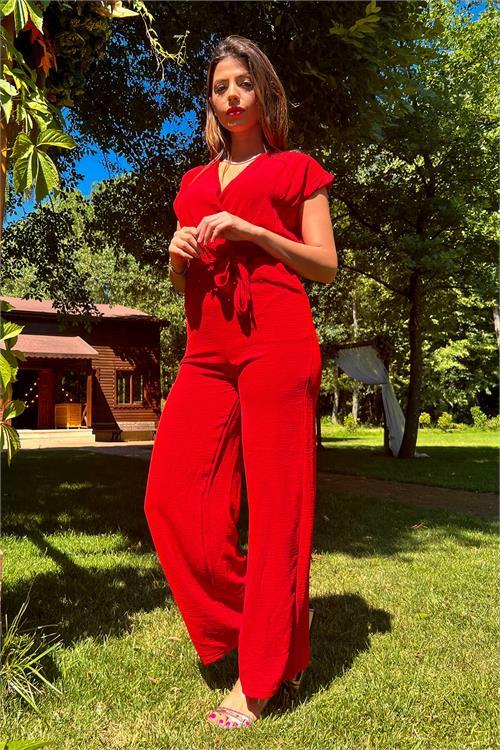 Dipmoda kadın orange kruvaze yaka kuşaklı yeni sezon ayrobin tulum SHNZ22 