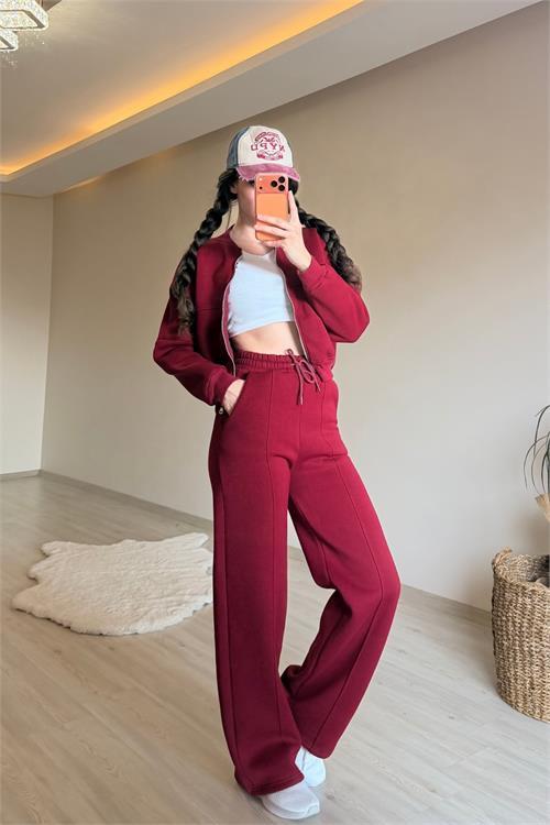 Dipmoda kadın oversize 3 iplik cepli eşofman takımı NM029