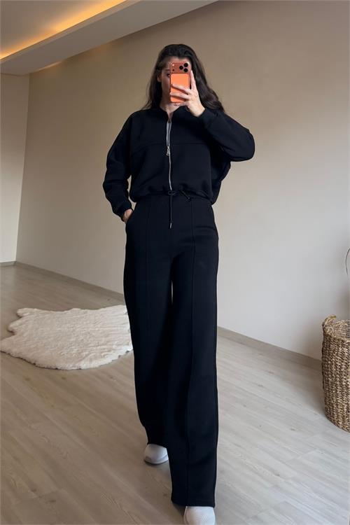 Dipmoda kadın oversize 3 iplik cepli eşofman takımı NM029