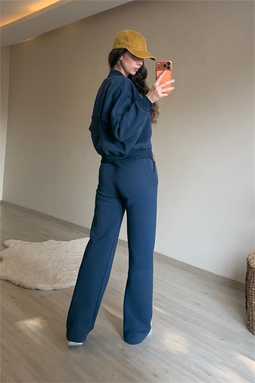 Dipmoda kadın oversize 3 iplik cepli eşofman takımı NM029