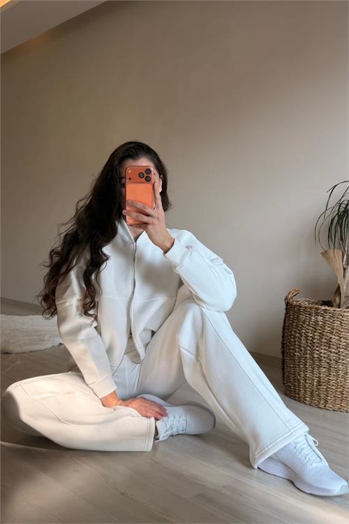 Dipmoda kadın oversize 3 iplik cepli eşofman takımı NM029