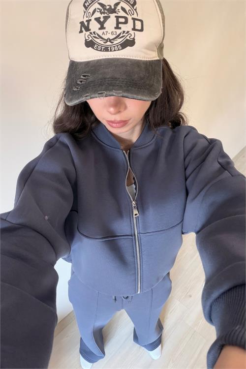 Dipmoda kadın oversize 3 iplik cepli eşofman takımı NM029