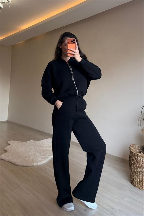 Dipmoda kadın oversize 3 iplik cepli eşofman takımı NM029