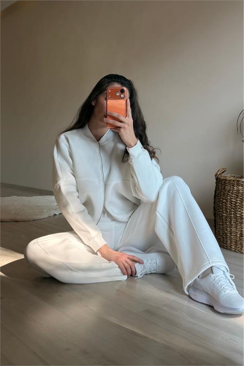 Dipmoda kadın oversize 3 iplik cepli eşofman takımı NM029