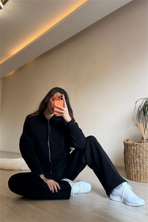 Dipmoda kadın oversize 3 iplik cepli eşofman takımı NM029