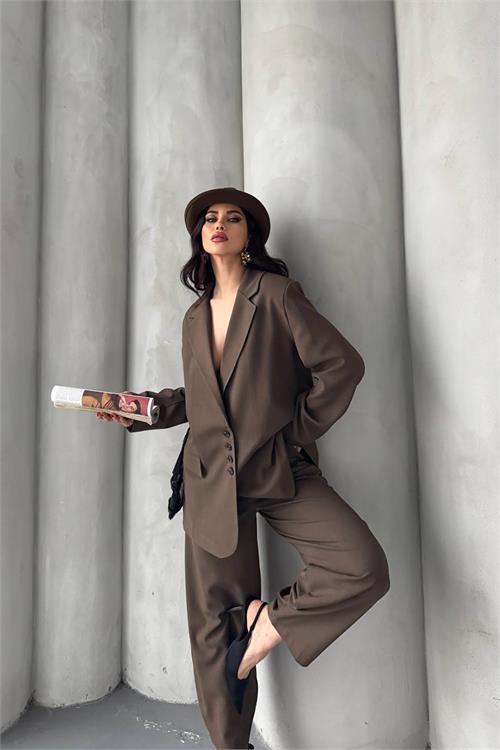 Dipmoda kadın oversize pantolon ceket takım DPMYLK28