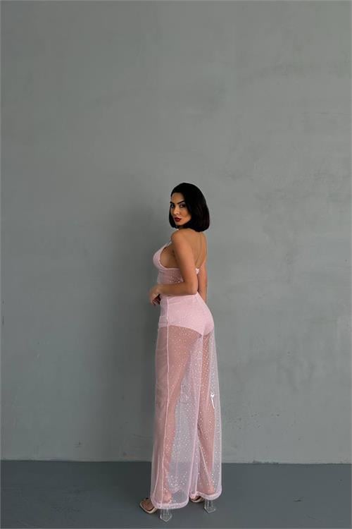 Dipmoda kadın palazzo pantolon braletli takım DPNBDF116