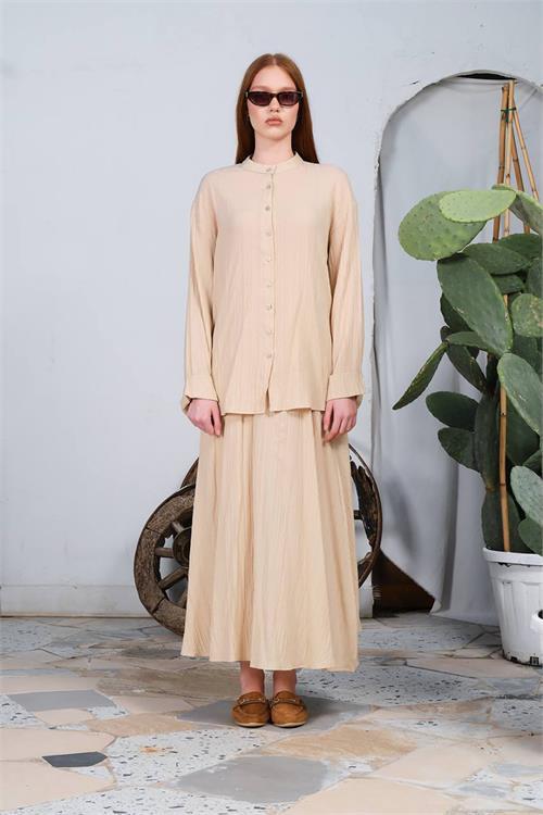 Dipmoda kadın pamuk gömlek etek alt üst takım DPNBDM8000