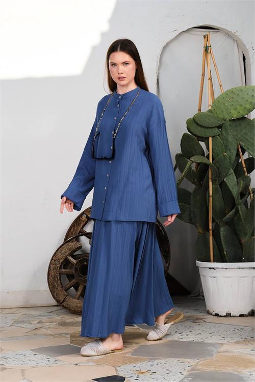 Dipmoda kadın pamuk gömlek etek alt üst takım DPNBDM8000