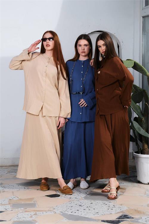 Dipmoda kadın pamuk gömlek etek alt üst takım DPNBDM8000