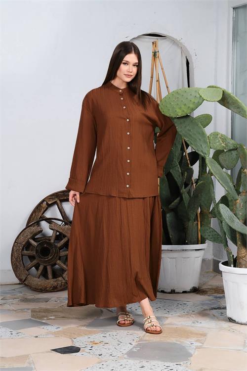 Dipmoda kadın pamuk gömlek etek alt üst takım DPNBDM8000