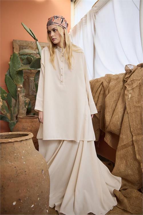 Dipmoda kadın pamuk salaş gömlek etek alt üst takım DPNBDM8003